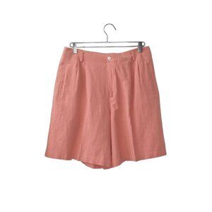 Lizsport Linen Shorts Womens 16 Pink Peach Pink Pleated Liz Sport New Mom Shorts